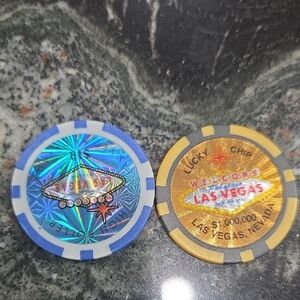 Las Vegas Poker Chip Set - Blue and Gold